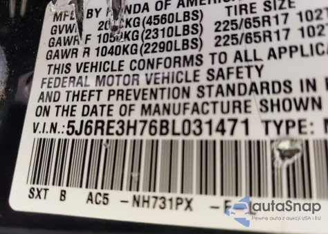 2011 Honda Cr-V Ex-L из США, поврежденный, VIN 5J6RE3H76BL031471